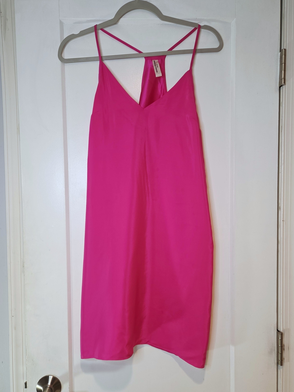 Amanda Uprichard Hot Pink 100% Silk Racerback Slip Dress Small